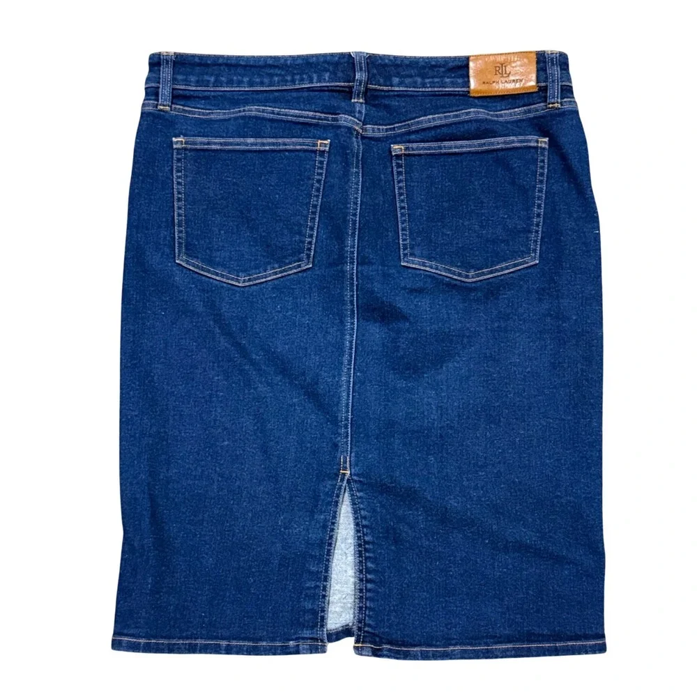 Ralph Lauren‎ Black Label Stretch Straight Pencil Denim Jean Skirt Size 12